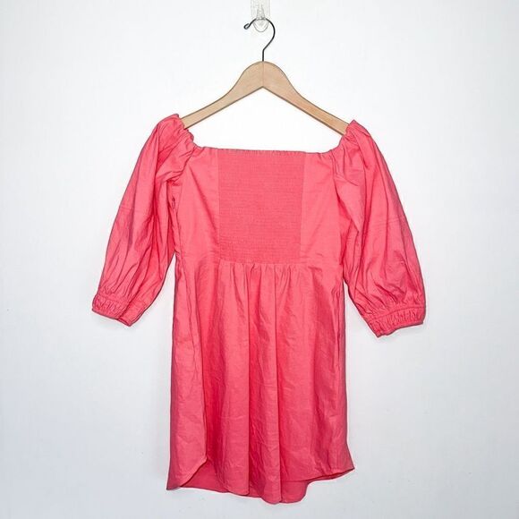 A.L.C Women’s Mila Off The Shoulder Smocked Back Linen Blend Mini Dress in Lyche - Picture 4 of 11